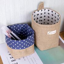 Cotton linen fabric storage bag hanging bag wall hanging storage bag storage bag back door hanging pocket dormitory wall hanging cloth bag