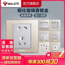 Bull socket flagship switch socket air conditioner 16A panel five-hole socket 10A panel concealed porous G22 gold