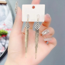 South Korea 2021 new explosive Net red temperament long tassel earrings sterling silver earrings