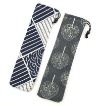 Cotton and linen tableware storage bag stainless steel straw portable pocket cloth bag travel fabric environmental protection storage bag cloth cover