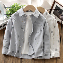 Boy White Shirt Spring Autumn Pure Cotton 2022 Spring Dress New Childrens Korean Version Blouses Foreign Air Childrens Baby Lining Tide