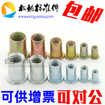  Color zinc blue and white zinc flat head column pattern rivet nut knurled rivet nut M3-M12