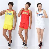Chinese team mens and womens track and field suits Childrens physical examination training suits Vests Sportswear running competition suits Running suits