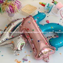 South Korea Ins 16 Inch Aluminum Film Wave Dot Digital Balloon Children Birthday Decoration Baby Birthday Party Arrangement Decorations