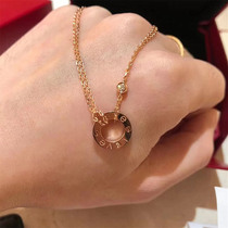 18K gold love round cake necklace female rose gold minimalist light luxury premium do not fade ins birthday gift