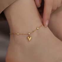 Explosive Net Red love anklet female 2021 New Tide ins cold wind forest does not fade fairy foot ring jewelry