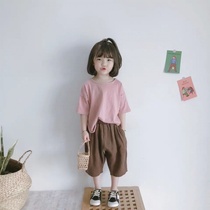 21 summer Korean version of the forest mens and womens childrens baby loose breathable cotton and hemp all-match radish pants casual 7-point harem pants