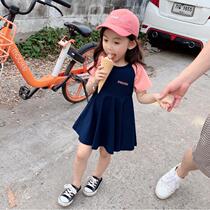 Girls dress for dress and summer clothes 2022 new childrens clothing little girl foreign air short sleeve dress Korean version Childrens student princess dress