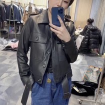 Chen Taiyike Sensitive Belt Linded Large Pocket Short Cover Short-end European Pure Color Jacket