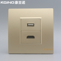 Champagne gold 86 type HDMI high-definition multimedia with 2 0USB socket Champagne color high-definition data extension cable panel