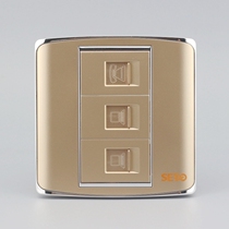 Champagne color 86 type 2 computers 1 telephone socket panel Champagne gold RJ45 network cable RJ11 socket