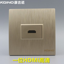 Brushed champagne gold Type 86 one HDMI high definition socket panel Gold 2 0 version in-line multimedia wall plug