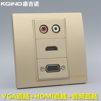 Champagne Gold 86 VGA HD HDMI Audio Socket Gold 4K Multimedia Lotus AV Audio In-line Panel