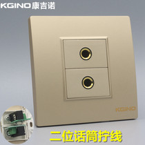 Champagne gold 86 type two-digit microphone socket gold 6 35 microphone microphone no welding wire multimedia panel