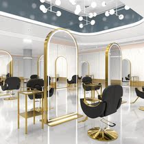 Net red hair shop mirror Hair salon special barber shop mirror tide simple double-sided single-sided floor-standing stainless steel