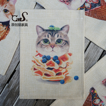 CatS special custom table curtain against the wall when eating Cat Cans