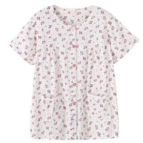 One-piece women's pajamas jacket summer middle-aged cotton short sleeve women's pajamas jacket middle-aged and elderly collarless women's pajamas size