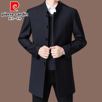 Pierre Cardin spring and autumn clothing middle-aged and elderly stand neck jacket mens large size casual long windbreaker father jacket