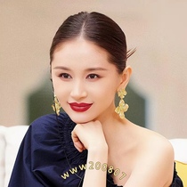 European and American gold-plated exaggerated temperament flower earrings womens silver needle retro style earrings design sense Wang Ziwen the same earrings