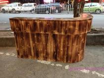 Solid wood cash register charcoal burnt wood cash register catering front desk 2 meters corner cash register simple front desk