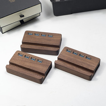 Creative black walnut logo custom lettering gift computer laptop USB3 0 splitter HUB converter