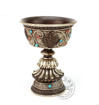  Nepal imports handmade red copper pinched with inlaid jewel oil lamp