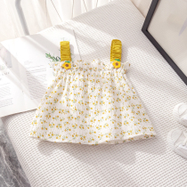 Childrens clothing new camisole summer girls Western style cotton lace floral top baby thin camisole shirt