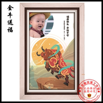 Tire hair painting Beijing door-to-door newborn haircut baby souvenir baby ox year fetal hair painting golden cow send blessing