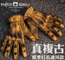  Harley Indian latte retro motorcycle summer punching handmade cowhide gloves motorcycle old heavy oil pollution