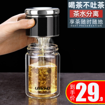 German double glass cup water Cup mens and womens teacup high grade tea water separation tea cup personal transparent cup