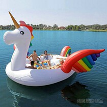 New water oversized giant multiplayer 6-person inflatable unicorn floating Swan Flamingo Peacock floating island mount