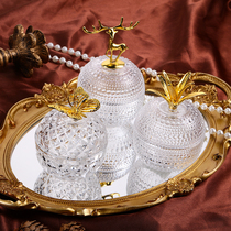 Glass City European style metal decoration glass jewelry box candy jar storage jar nail polish pencil cup