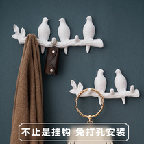Punch-free Creative door Bird adhesive hook clothes hook door wall indoor hanging clothes coat hook