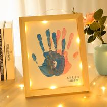  Diy couple handprint photo frame Tanabata Valentines Day gift Press palm print painting oil painting 100 days commemorative printing clay pigment