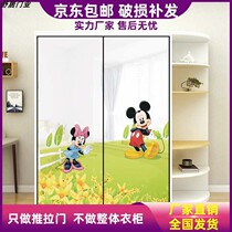 Customized high gloss wardrobe door sliding door acrylic painted bedroom solid wood sliding door custom closet wardrobe sliding door