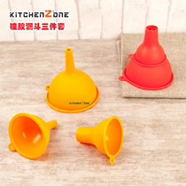 KITCHENZONE German silicone funnel 3-piece set of large and small caliber split liquid wine oil milk powder funnel