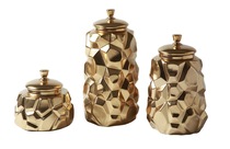 Modern vintage luxury matte gold ceramic decorative cans European French storage cans soft ornaments