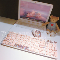 Original Pink Dot Wireless Keyboard Mouse set laptop desktop computer limited edition rhinestone girl heart keyboard