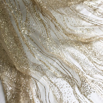 Champagne gold silver white wavy water corrugated hot powder wedding background tablecloth dress sequin mesh fabric fabric