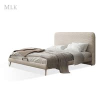 Nordic leather bed first layer cowhide modern simple minimalist Double 1 8 meters 1 5 light luxury master bedroom small apartment