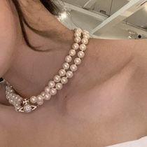 (not to pick up the rush order) Western Pacific post graziella Saturn magnetic buckle double layer pearl pure silver gilded necklace bracelet bracelet