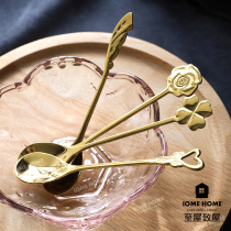 Nordic retro relief 304 stainless steel Clover love coffee spoon dessert mixing spoon rose afternoon tea spoon