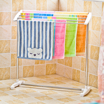 Stainless steel multi-purpose balcony floor drying towel rack bath towel drying rack ground toilet childrens diaper rack