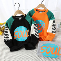 Childrens clothing threaded cotton splicing sweatshirt boy Coloured round collar knit Casual Jersey Undershirt Blouse Spring Autumn Season Fashion