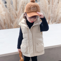 Girls Machia 2021 Autumn Winter Winter Thickened Outer Wear Tide Ocean LONG SECTION KOREAN VERSION BLACK CLIP COTTON CHILDREN FASHION