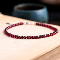 Su Gong hand-made natural garnet anklet simple womens wine red transfer beads peach retro style national style