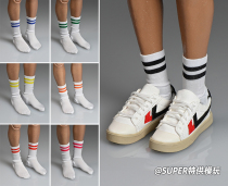1 6 Men and women Crowds Streaming Sports Socks Colored Strips Socks With Heel 12 Inch Movable Man Puppet Model Sneakers Matching