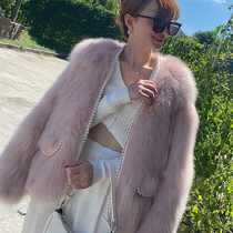 Haining 2021 autumn and winter new imported whole leather fox hair small fragrance pearl short fur jacket young female