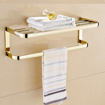 Full copper bath towel rack European-style golden toilet accommodating towel rod free of perforated double-layer grey bathroom hardware pendant
