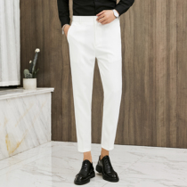 White ankle-length pants Men Korean casual thin pants slim trousers trend Joker suit pants 9 drop feel little leggings